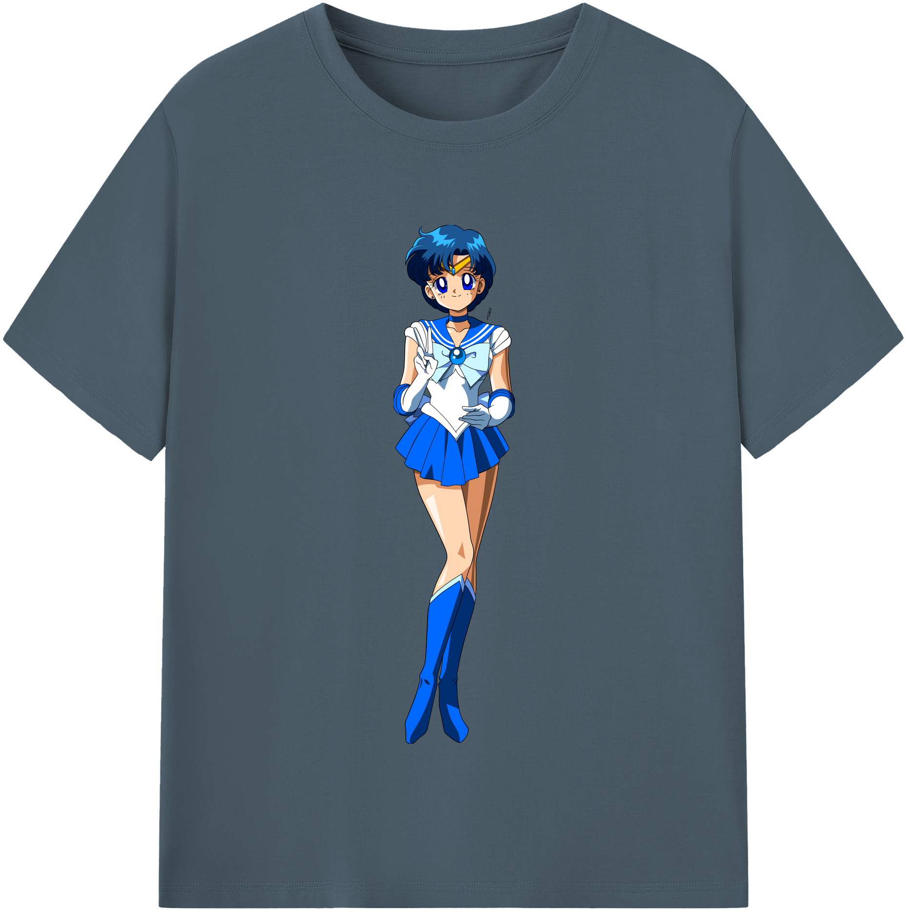 （画像用） 美少女戦士セーラームーン 水野 亜美 みずの あみ Sailor Moon Mizuno Ami 綿100％半袖Tシャツ（フロントプリント）